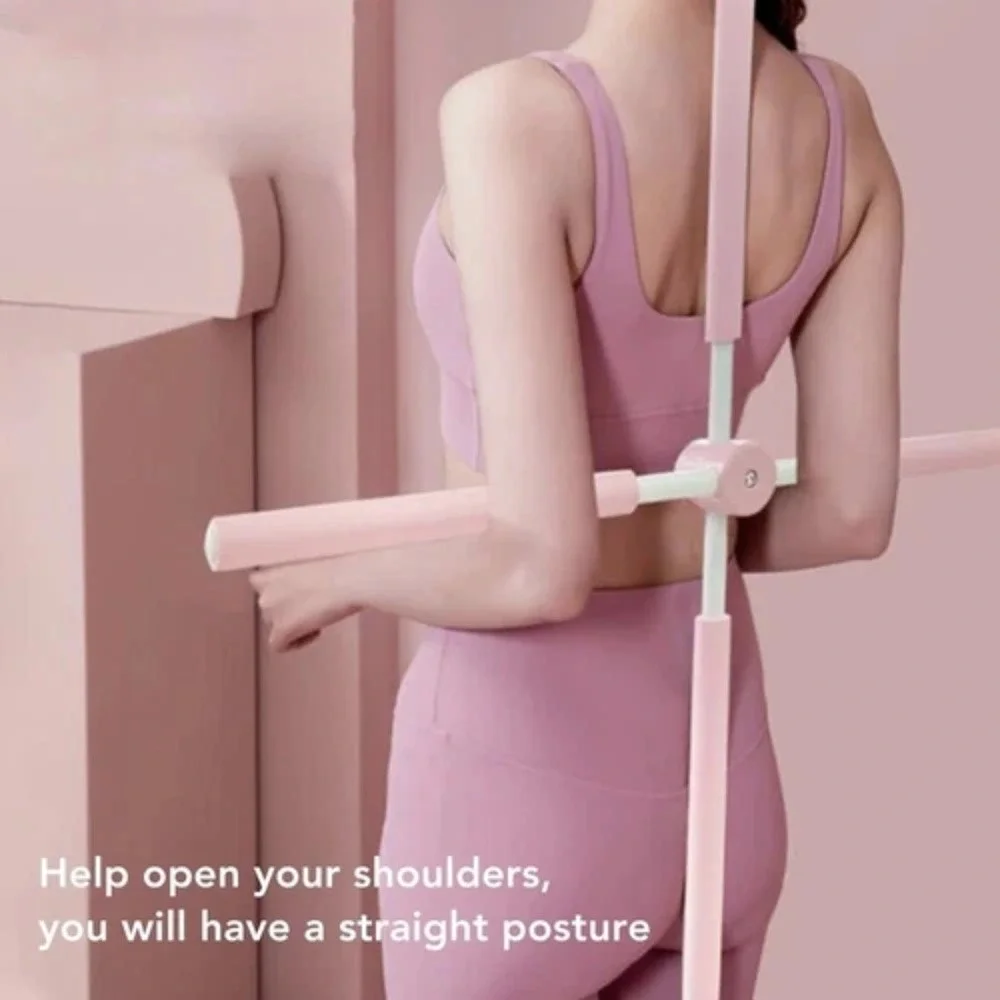Yoga Sticks Stretching Tool Humpback Corrector Retractable Posture Stick Pink